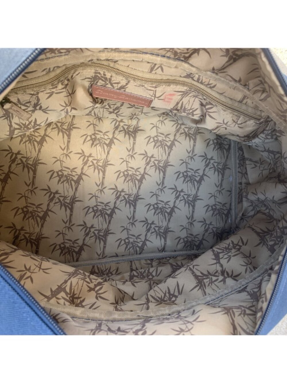 Tommy Bahama Mojito Blue Canvas Duffle Travel Bag Basketweave Trim Large - Picture 10 of 12